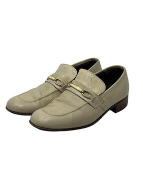 Hanover Imperial Men's 7.5 Cushioned Oxford Loafer Shoes Leather Vintage Cream